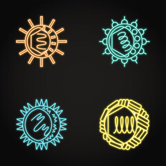 Neon virus icons collection in line style