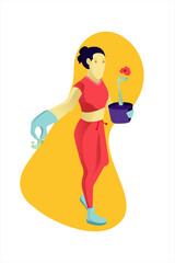 Vector Illustration People Are Gardening