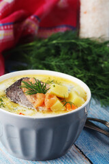 Scandinavian fish soup in a bowl