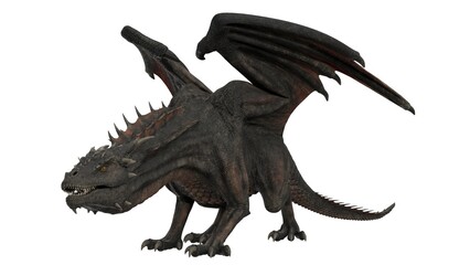 3d rendered black dragon isolated on white background