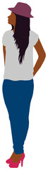 Faceless standing woman vector illustration (Black people)