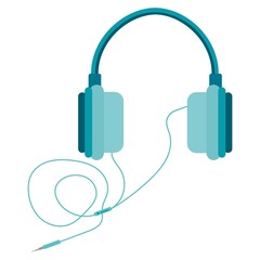 Image of headphones with a cord. Vector image, eps 10
