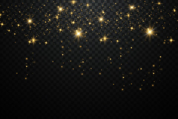 Fototapeta na wymiar The dust sparks and golden stars shine with special light.