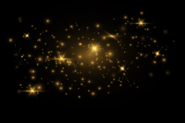 The dust sparks and golden stars shine with special light