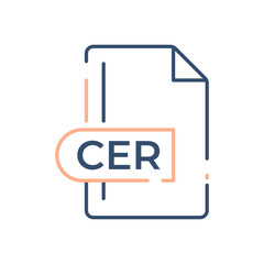 CER File Format Icon. CER extension line icon.