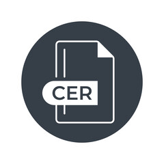 CER File Format Icon. CER extension filled icon.