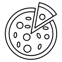 Pizza with Slice Concept Vector Icon Design, Italian cuisine on white background, Touchless Snacks Delivery Sign,  