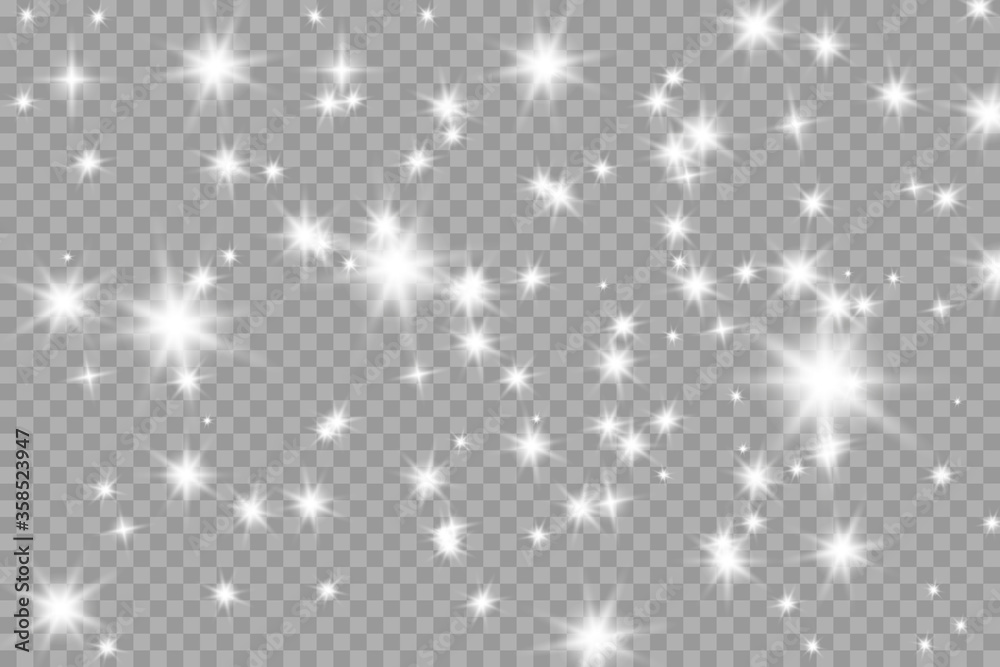 Aufkleber the dust sparks and golden stars shine with special light. vector sparkles on a transparent backgrou