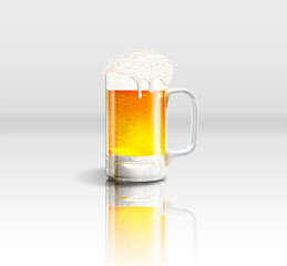 A mug of cold frothy light beer a wonderful element that is suitable for your illustration