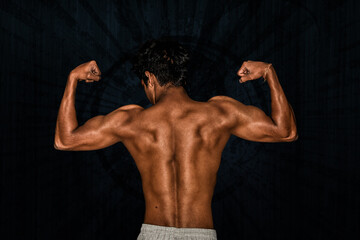 Fototapeta na wymiar muscular male body back muscles