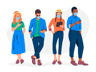 Boy and girl at phone 2 Vector illustration