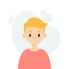 Happy boy on a white background.  Avatar of a young man.