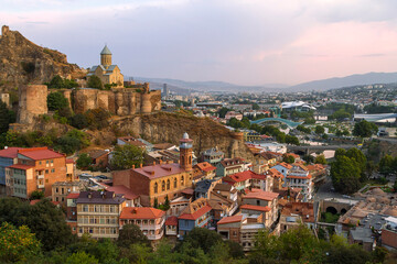 Skyline of Tbilisi and Narikala Castle, Tbilisi, Georgia