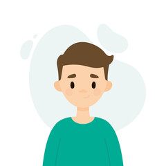 Happy boy on a white background.  Avatar of a young man.