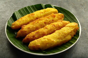 Organic vegan diet snack food- pazham pori, fried bananas from Kerala cuisine