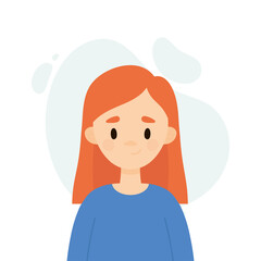 Happy girl on a white background.  Avatar of a young woman.