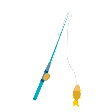 Image of fishing rod with fish. Vector image, eps 10