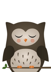 Cute owl. Woodland forest animal. Poster for baby room. Childish print for nursery. Design can be used for fashion t-shirt, greeting card, baby shower. Vector illustration.