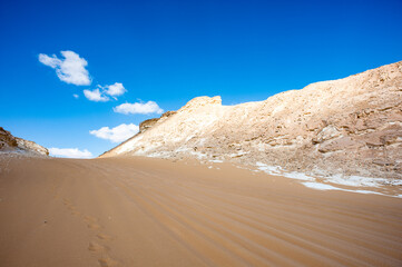 It's Beautiful view of the limestone formations of the White Desert, a national park of Egypt