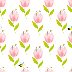 seamless pattern with tulips