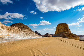 It's Beautiful view of the limestone formations of the White Desert, a national park of Egypt