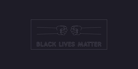 Black lives matter. Anti racism and racial equality and tolerance banner. Row of hand drawn hearts colored from white to black.Vector illustration, social media template, designer dark background, blm