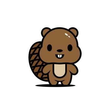 cute beaver character vector