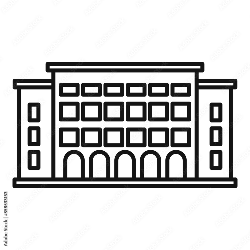 Poster library building icon. outline library building vector icon for web design isolated on white backgro