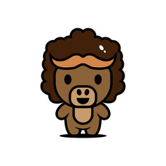 cute buffalo character vector