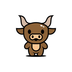 cute bull character vector