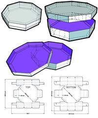 Octagonal self assembly packaging and Die-cut Pattern. The .eps file is full scale and fully functional. Prepared for real cardboard production.