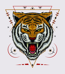 Logo Tiger Vector. Tiger head illustration. design for T shirt , mascot, logo team, sport, metal printing, wall art, sticker