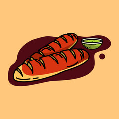 vector illustration of bread and tea