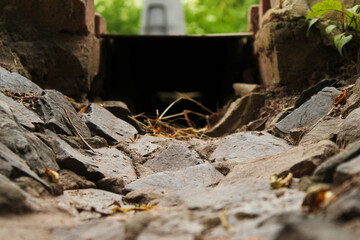 old stone drain for water