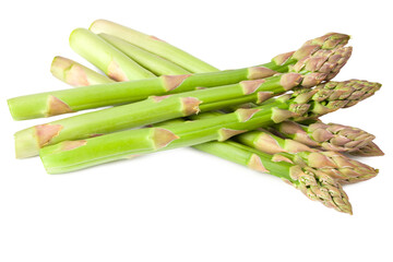 Fresh green asparagus isolated on white background