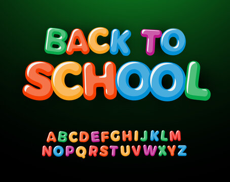 Back to school letters and numbers set. Kids education style alphabet. Font for events, promotions, logos, banner, monogram and poster. Vector typography design.