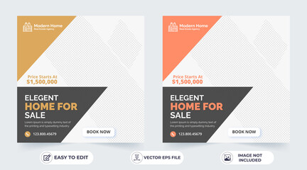 Real Estate Social Media Post Layout template design.