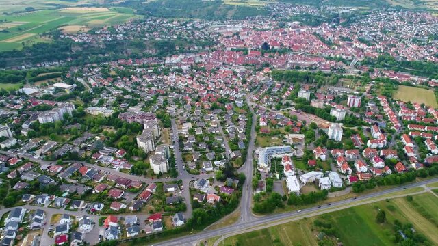 Aerial view Rottenburg am Neckar, Germany.