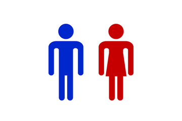Blue man and red woman icon sign logo illustration