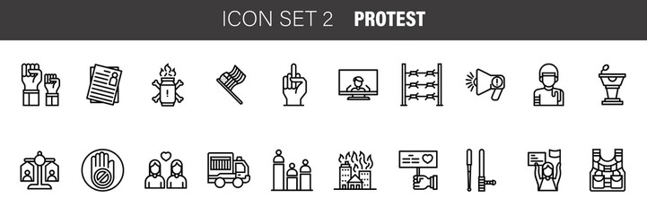 Simple Set of Protest Vector Line Icons. Contains such Icons as Protest, Strike and more.