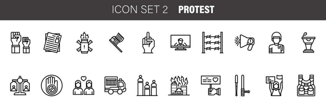 Simple Set of Protest Vector Line Icons. Contains such Icons as Protest, Strike and more.