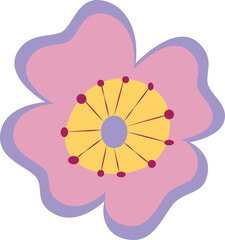 Pink wildflower, design element, vector flat illustration.