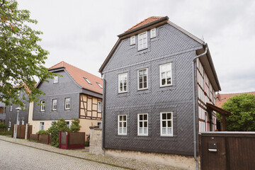 Fachwerk, Haus, Straße, Schiefer, Wand, Fenster, Alt, Dorf, Land, Wohnen, Eigentum