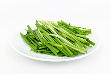 Thin leek on white background
