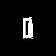 Bottle concept simple flat D letter logo design