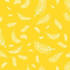 Seamless pattern of flying feathers - for wallpaper wrapping paper of backbground.