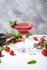 Homemade Red Frozen Strawberry Margarita in a Glass