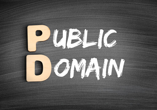 PD - Public Domain acronym, concept on blackboard