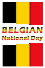 Belgian National Day is celebrated annually on July 21 with a vector poster in traditional red-yellow-black colors. All elements are isolated.