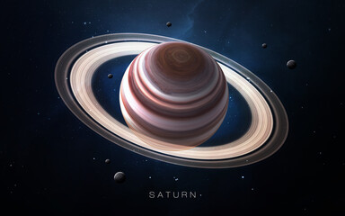 Saturn - High resolution. Science 3D illustration of space. Elements furnished by Nasa - 358541353